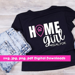 Real Estate Home Girl SVG - PNG Instant Realtor Image, great for Silhouette and Cricut