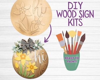 Unfinished Wood Round DIY Kit | DIY Kits for a Adults | Door Decor | Wooden Door Hanger | Paint Your Own DIY Kit |Diy paint Kit