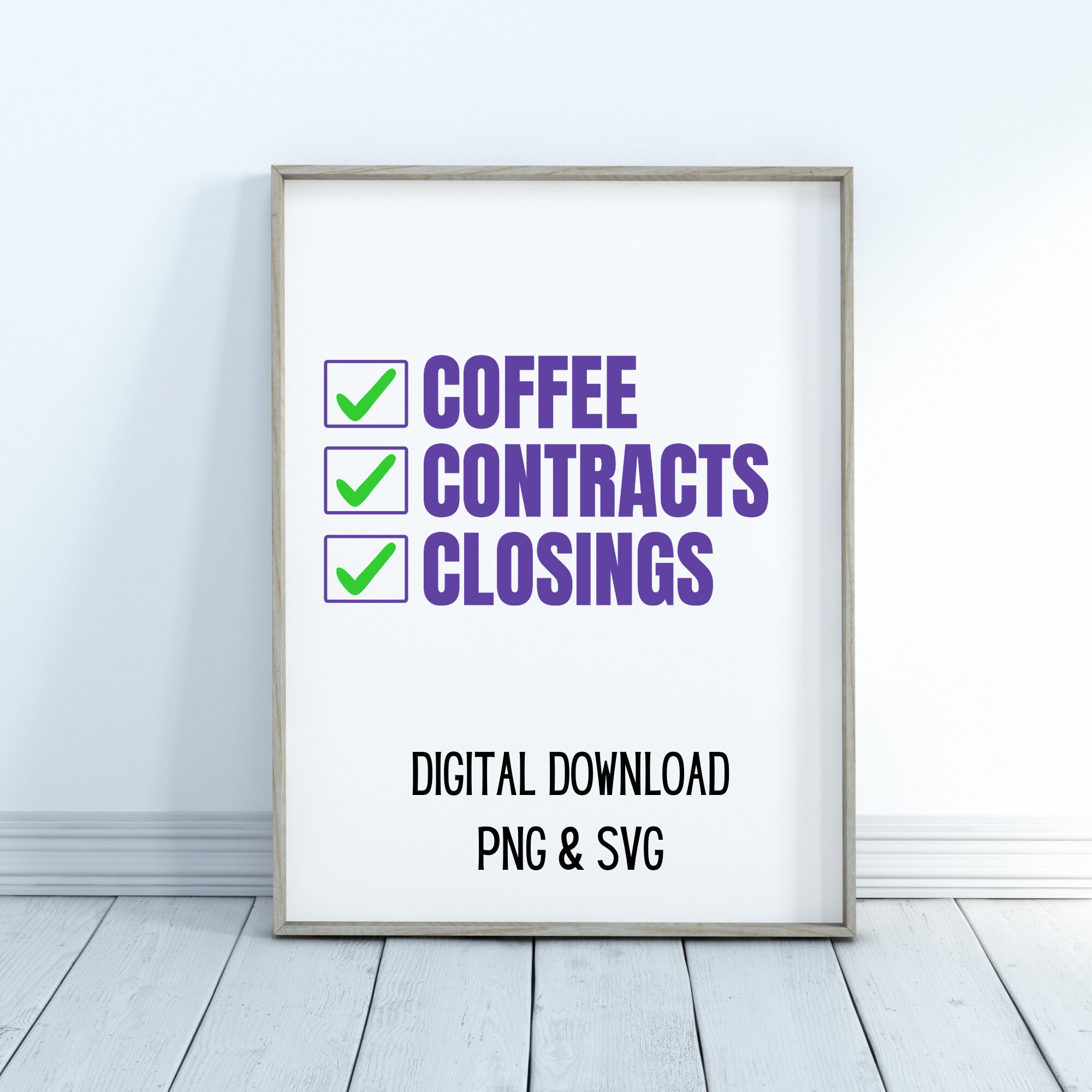 Coffee Contracts Closings SVG and PNG Digital Download Realtor Etsy