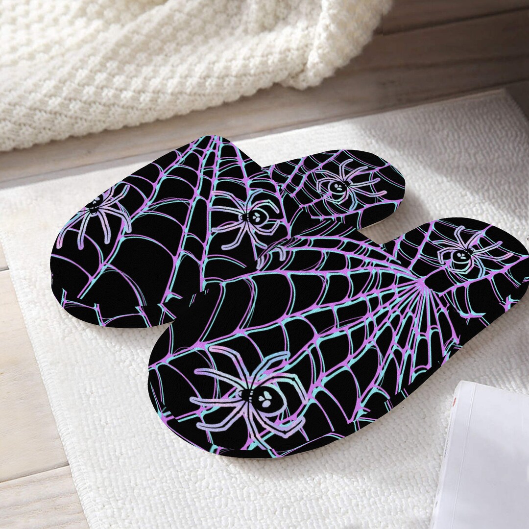 Goth Slippers Spiderwebs Witchy Gifts for Women Men and Kids Witchcraft ...