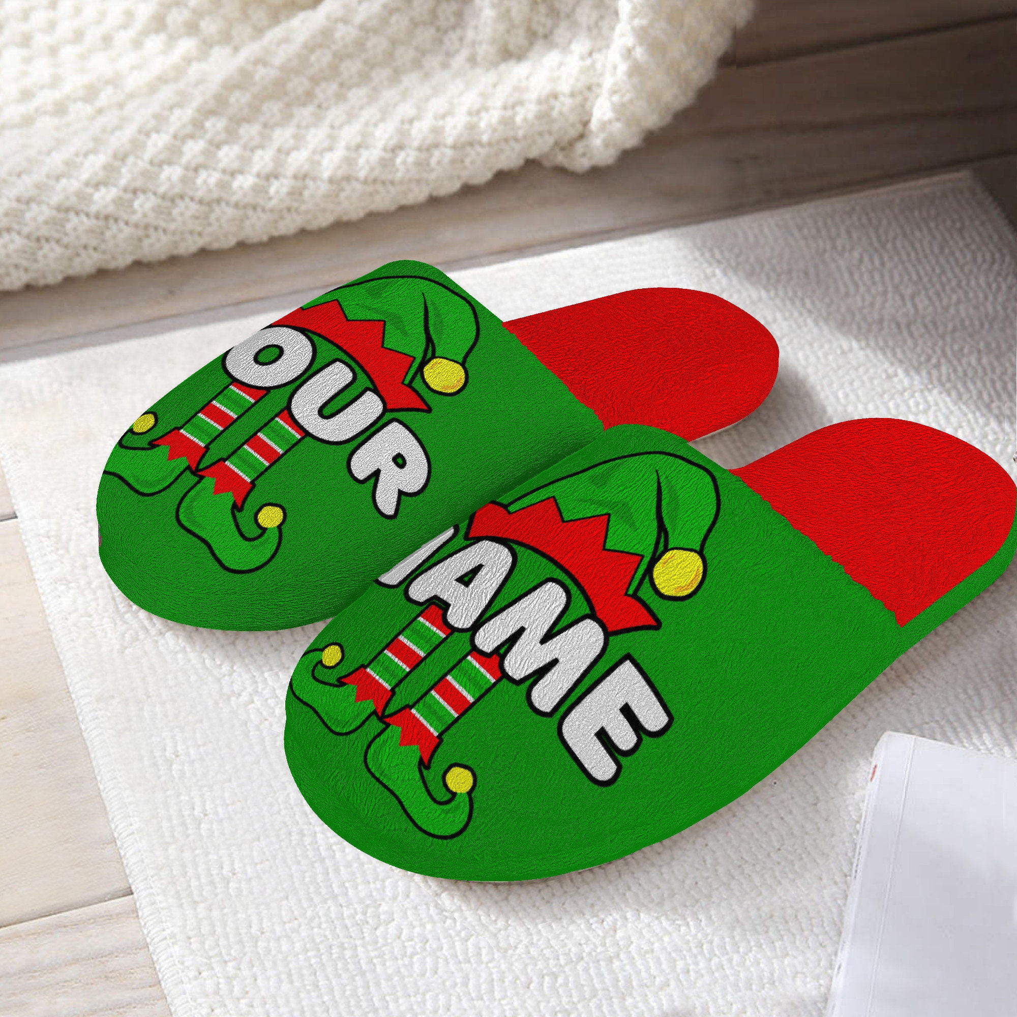 Elf Slippers Personalized Christmas Slippers Family Etsy