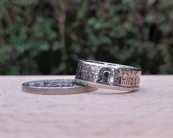 Two Shilling Ring, Coin Ring, Silver Chunky Ring, Mens Silver Ring, Unisex Jewelery, Vintage Ring