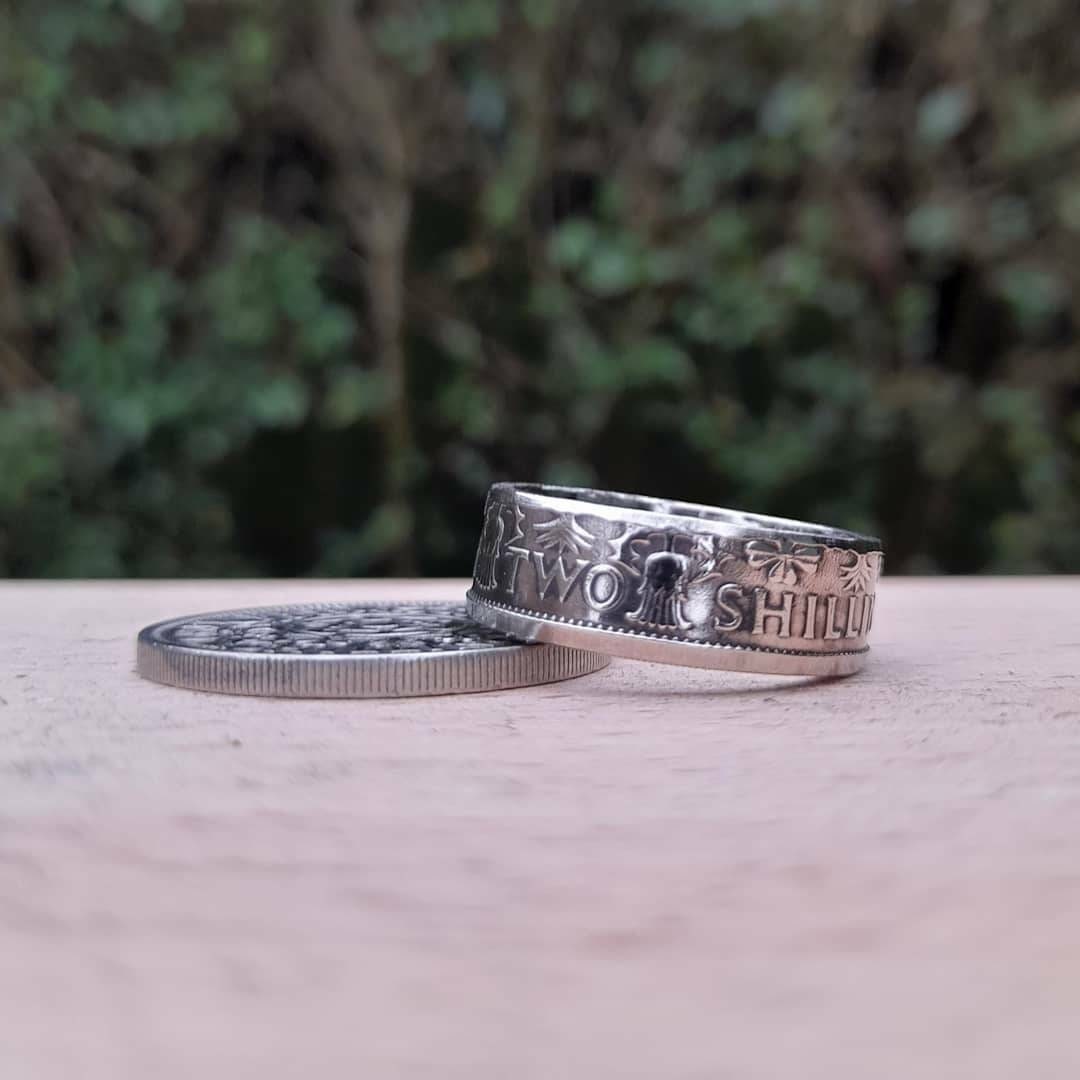 Two Shilling Ring Coin Ring Silver Chunky Ring Mens Silver - Etsy