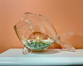 Vintage Fish Glass Art Bowl