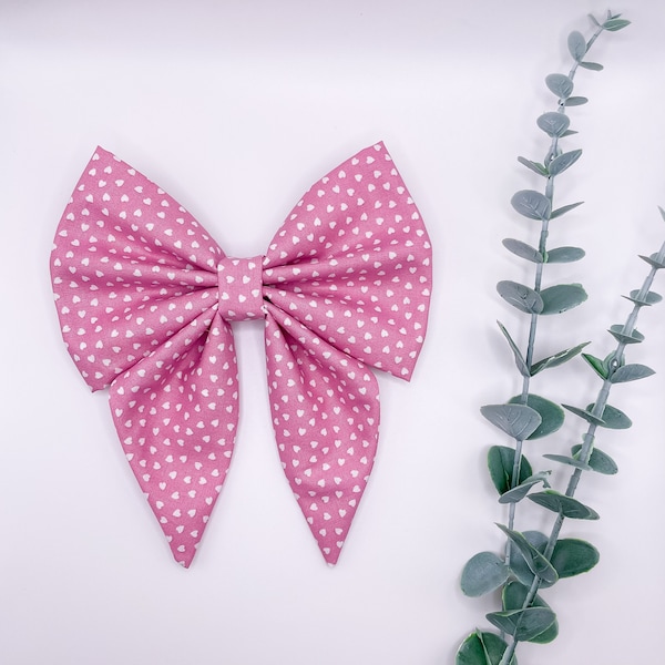 Pink Hearts | Handmade Dog Bow | Valentines Collection | Mr Squidge’s Emporium