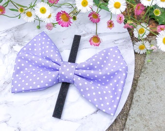 Lilac Polka Dot Handmade Dog Bow | Mr Squidge’s Emporium