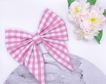Pink Gingham | Handmade Dog Bow | Spring Collection | Mr Squidge’s Emporium