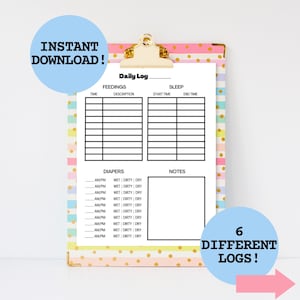 Baby Daily Log Printable: Infant Care Tracker (PDF)