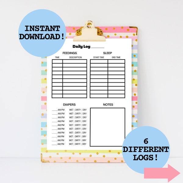 Infant Daily Log Printable, Baby Care Tracker, Babysitter Notes, Nanny Log, Printable Baby Tracker, Infant Daily Sheet, Daycare Report