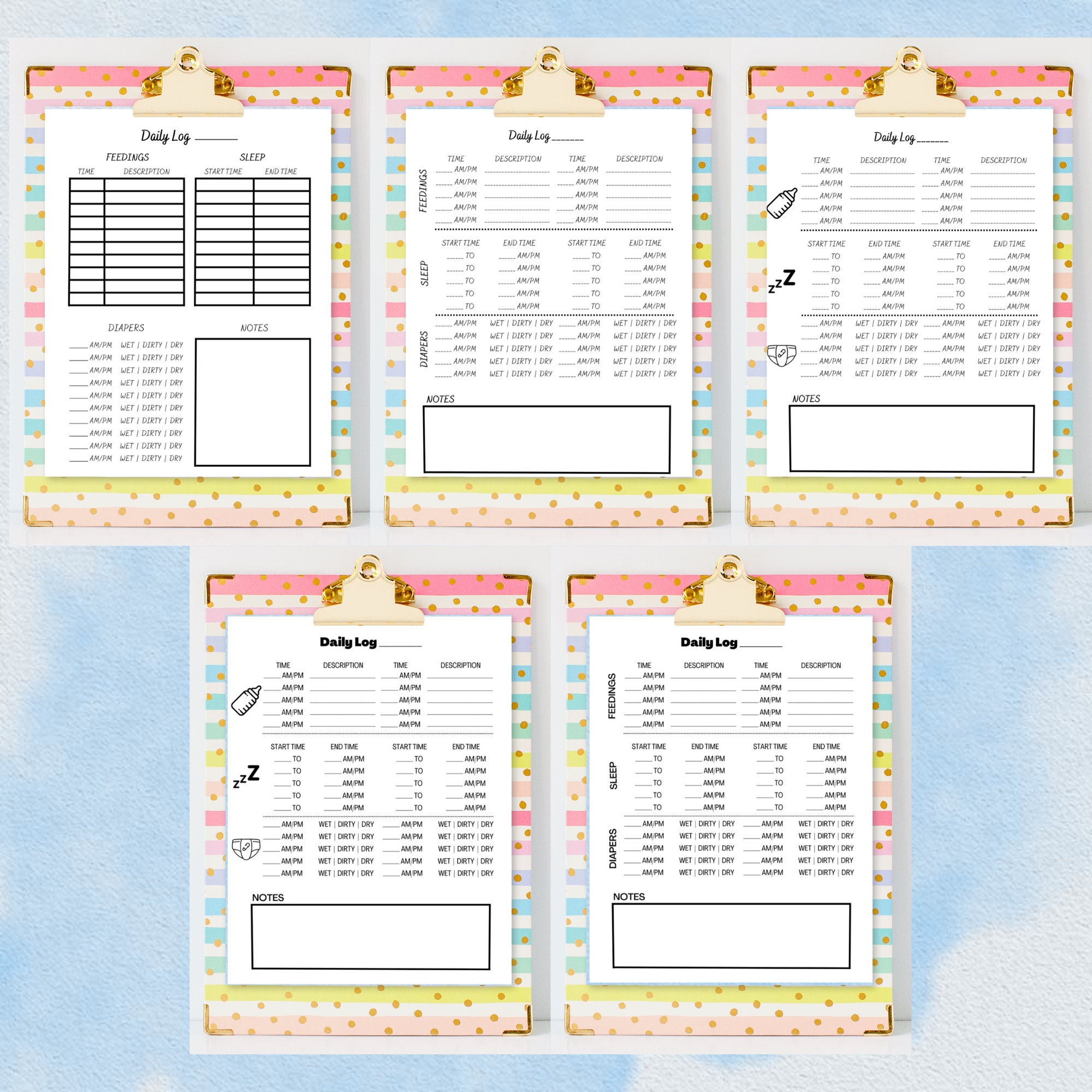 Infant Daily Log Printable, Baby Care Tracker, Babysitter Notes, Nanny ...
