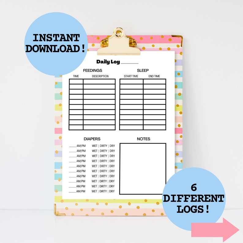 Infant Daily Log Printable, Baby Care Tracker, Babysitter Notes, Nanny ...