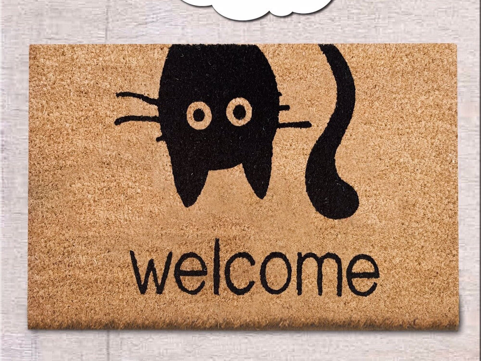 Peeping Cats Handwoven Coconut Fiber Doormat - Entryways
