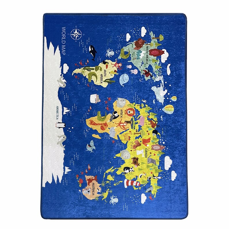 WORLD Kids Room Map Rug Soft Play Mat Game Rug Nursery Rug Etsy
