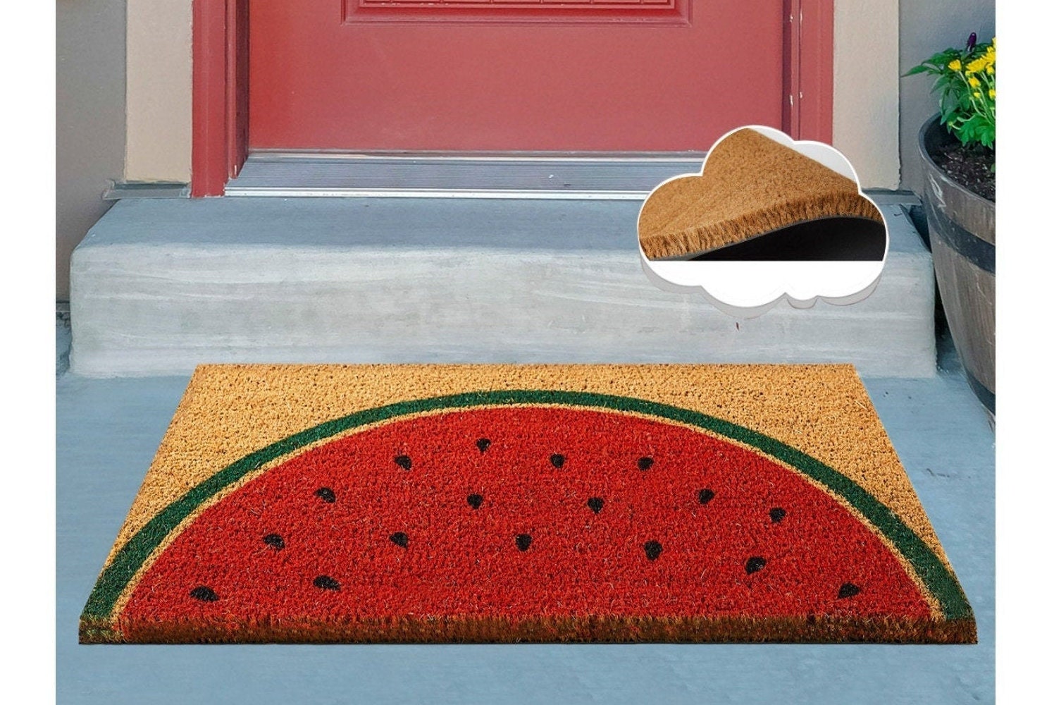 Summer Vibes Doormat Watermelon Decor Summer Gifts Unique Doormat Coir Doormat Outdoor Welcome Mat Housewarming Gift