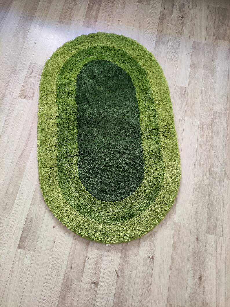 Oval Fluffy Bath Rug Set Cute Rug Bathroom Decor Tufted Etsy