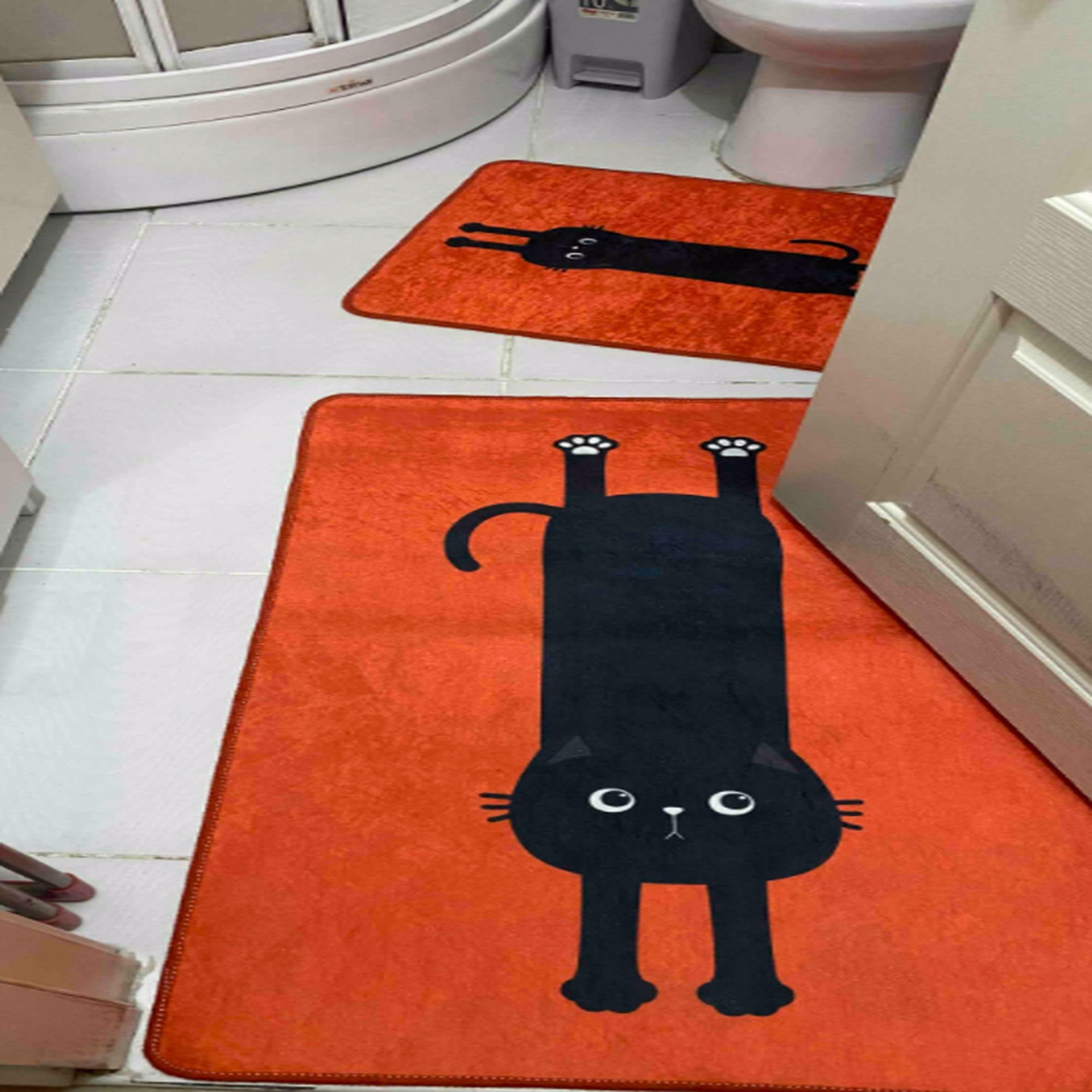 Black Cat Bath Rug Set Bathroom Rug Cute Bath Rug Home Etsy