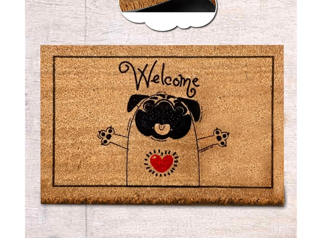 Hug Pug Home Doormat Mat Dog Doormat Funny Etsy