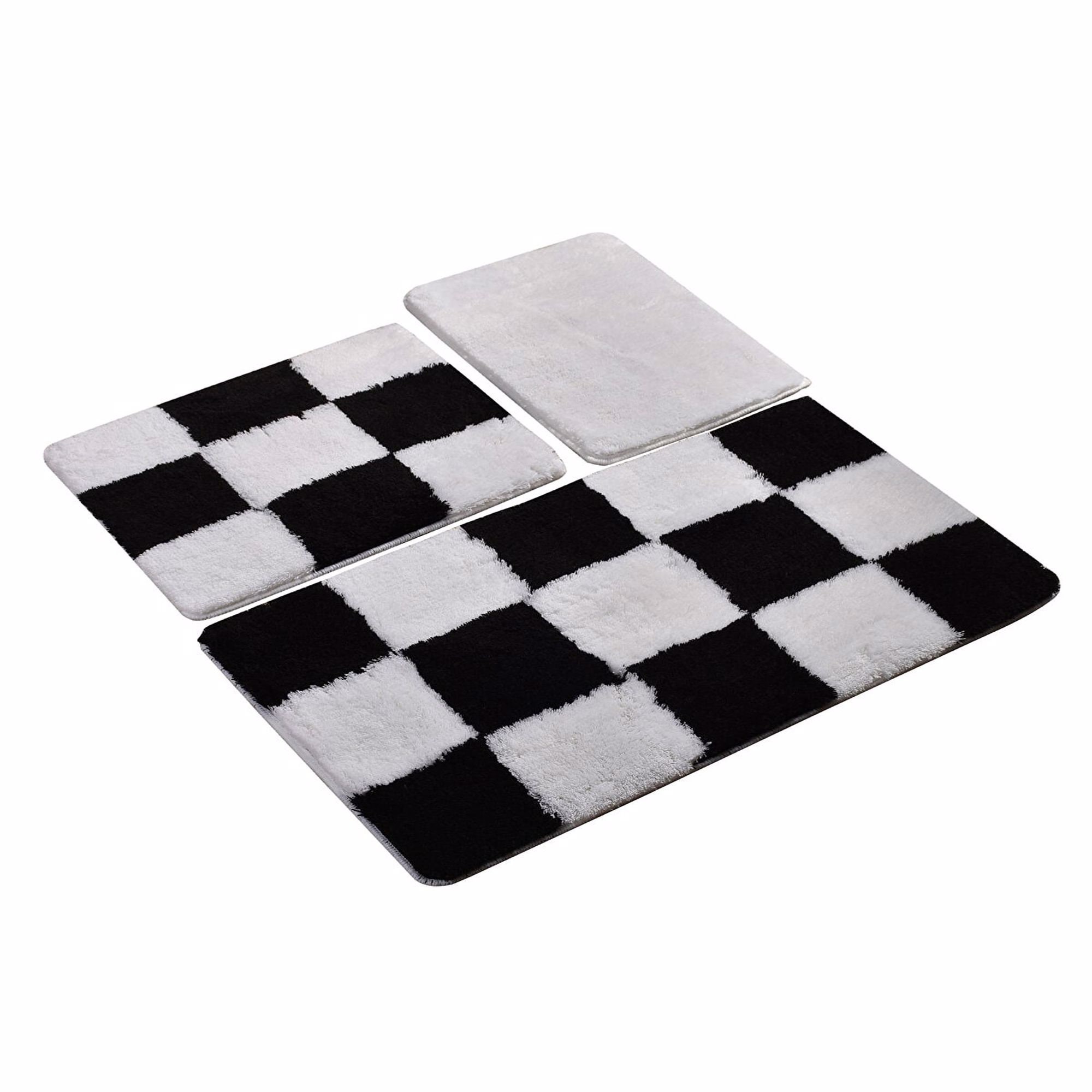 Checkered Rug Black White Rug Checkerboard Fluffy Bath Rug Etsy