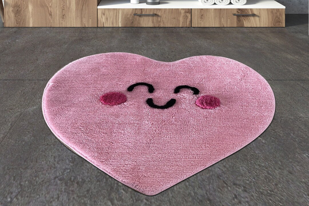 Soft Fluffy Pink Heart Rug Tufted Rug Cute Kids Room Rug Etsy