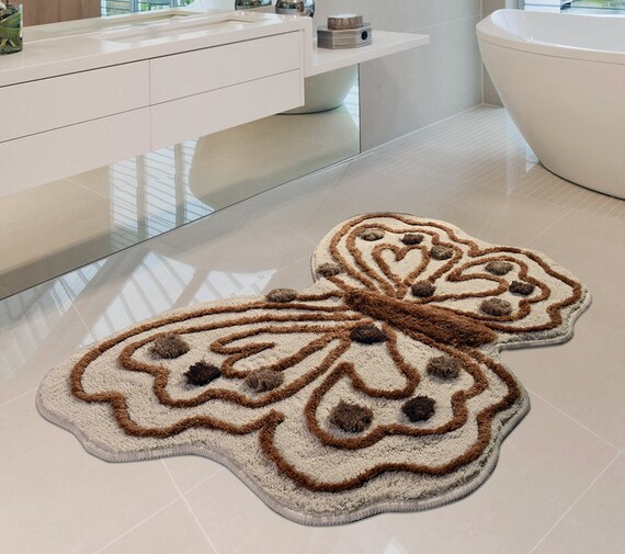 Fluffy Butterfly Wings Rug Shag Bathroom Rug Cute Bath Rug 