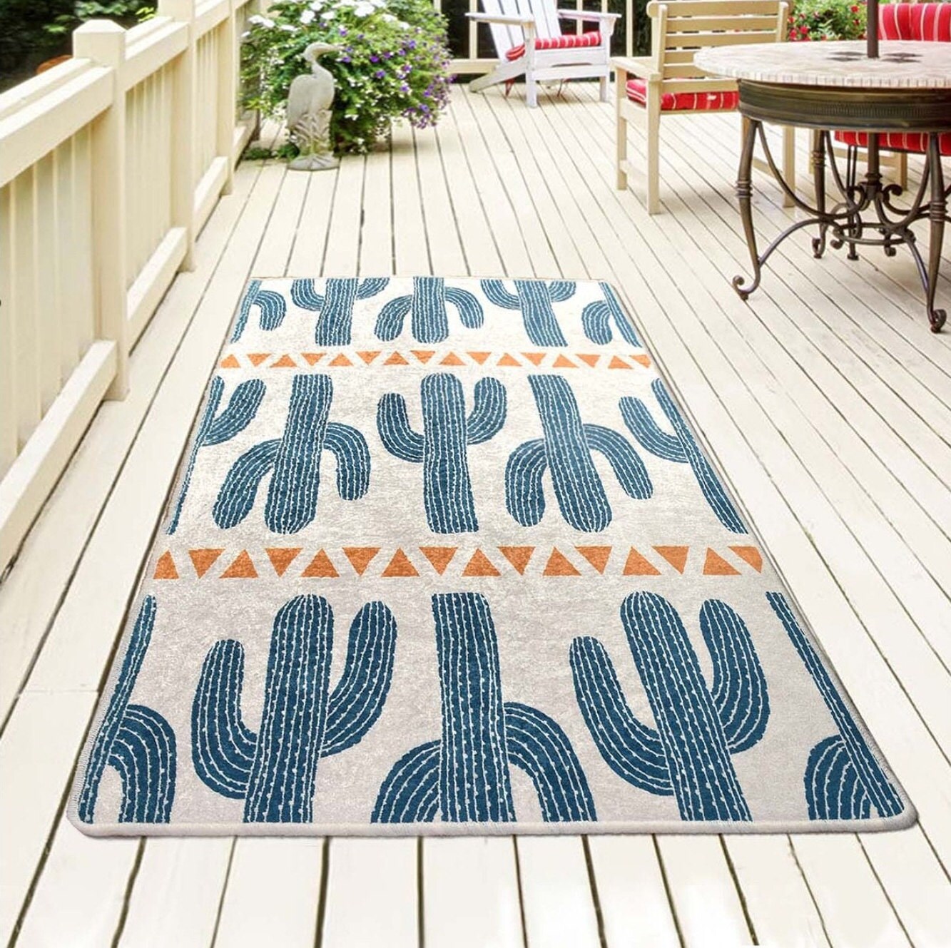 Cactus Living Room Area Rug Non Slip Rug Cute Cactus Rug | Etsy