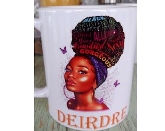 Personalized Mug, Beautiful Black Queen Mug, Afro Queen Mug, Black Girl Magic Mug, Proud Black Women Mug, Black Women Mug, Mug for Women
