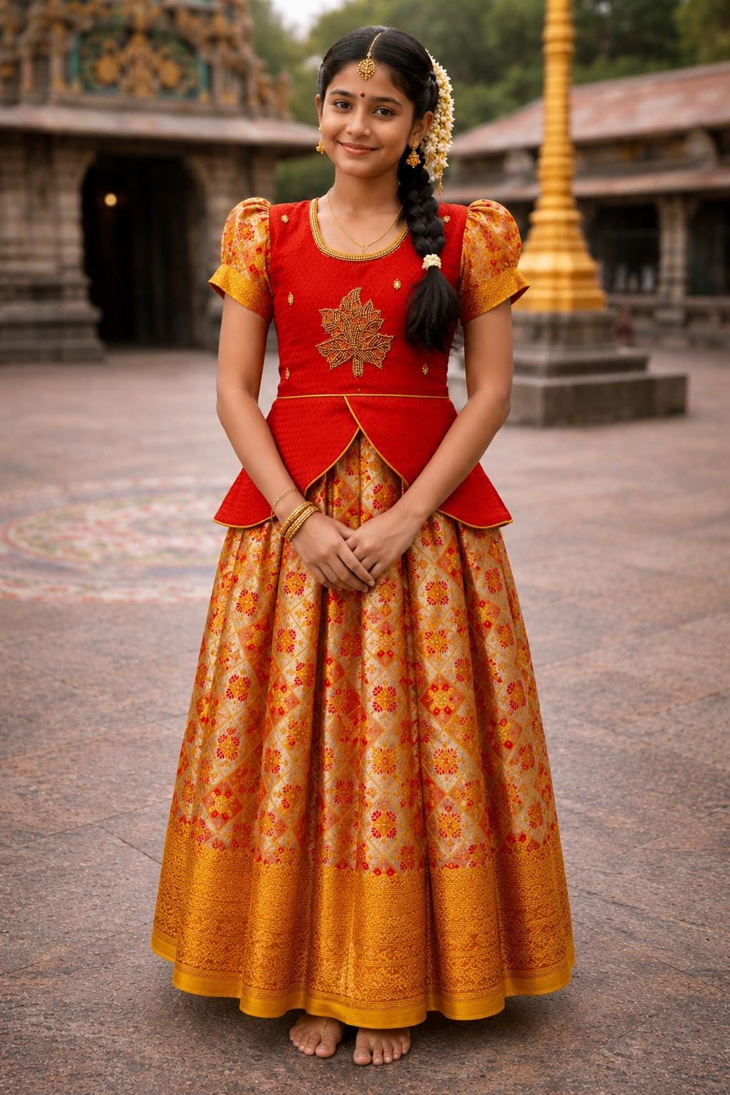 Girls Indian Silk Pattu Pavadai, Festive Wear Lehenga Choli, Kids Ethnic Wear