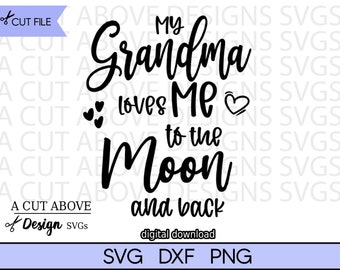 La abuela me quiere hasta la luna SVG, DXF, PNG (Descarga digital)