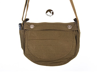 Vintage Russian Military Canvas Tote Bag, Khaki Tarpaulin Haversack