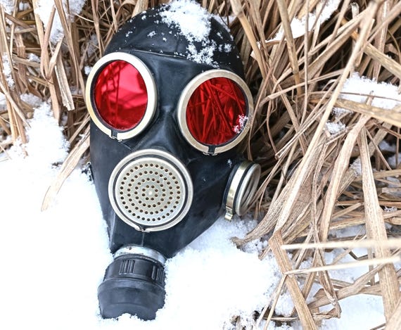 Gas Mask GP-7 With Red Mirror Lenses - Etsy
