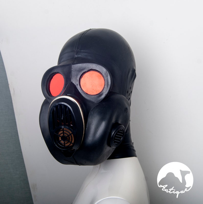 Halloween gas mask with red mirror lenses Etsy
