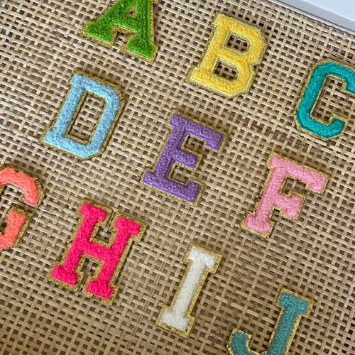 Black Chenille Embroidered Letters Iron on Patch Applique Diy Etsy