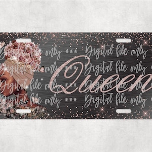 2 files Glitter effect beautiful Queen license plate car tag sublimation digital download, png, sublimation template, download, digital file