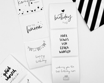 Produktbild von 9 Stück 'Happy Birthday' Aufkleber | 63x38 Mm | Transparent & Selbstklebend | Für Karten & Deko