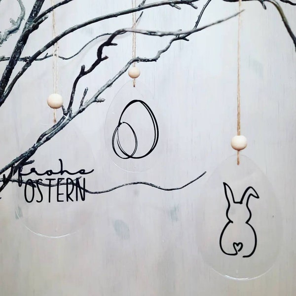 3er Set Acrylanhänger "Ostern" | Osterdeko | schwarz oder weiß | Ostergeschenk | Personalisierbar | Osterhasen | Schriftzüge | Geschenkidee