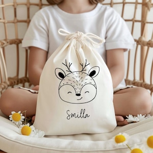Sac de sport / de rechange personnalisé motif animal « cerf » maternelle ou école