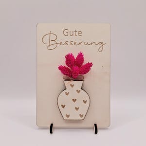 Holzkarte inkl. Trockenblumen (optional mit Aufsteller) | Gute Besserung | Genesungswünsche | Kleinigkeit | Aufmunterung