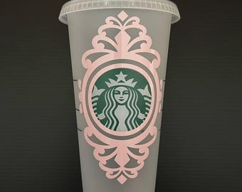 Vaso Starbucks vintage personalizado / Regalo de novia / Vaso princesa / Vaso reutilizable Venti de 24 oz con tapa y pajita / Vaso Starbucks personalizado