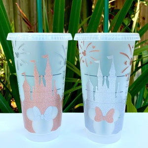 Rose Gold Disney Castle Starbucks Reusable Cold Cup | Disney Starbucks Cup | Personalized Starbucks Cup | Starbucks Disney | Disney Lover