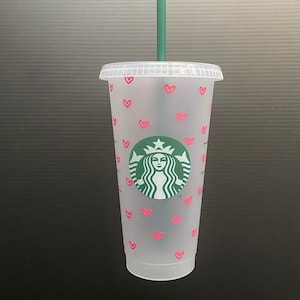 Tasse coeur rose Starbucks personnalisée | Coupe de la Saint-Valentin | Gobelet Starbucks personnalisé | Tasse Starbucks personnalisée | Venti Cup Starbucks