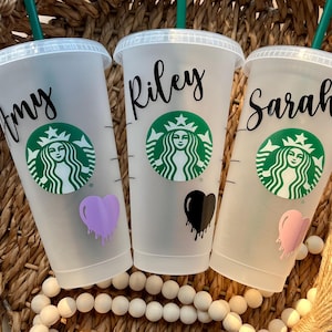 Tasse Starbucks avec coeur dégoulinant | Tasse Starbucks coeur dégoulinant | Tasse Starbucks personnalisée | Gobelet Starbucks | Cadeau universitaire Starbucks