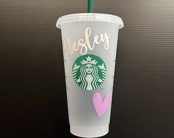 Personalisierte Starbucks Becher mit Herz | Starbucks Tasse Herz ausgeschnitten | Personalisierte Starbucks-Tasse | Starbucks Becher | Starbucks Geschenk