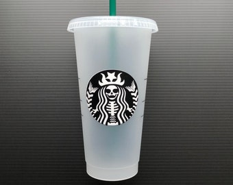 Vaso reutilizable de esqueleto / Vaso personalizado / Taza de café de Halloween