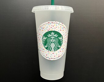 Starbucks Sprinkled Donut Ring Cup | Custom Starbucks Tumbler | Sprinkled Donut Ring Cup | Personalized Starbucks Tumbler |