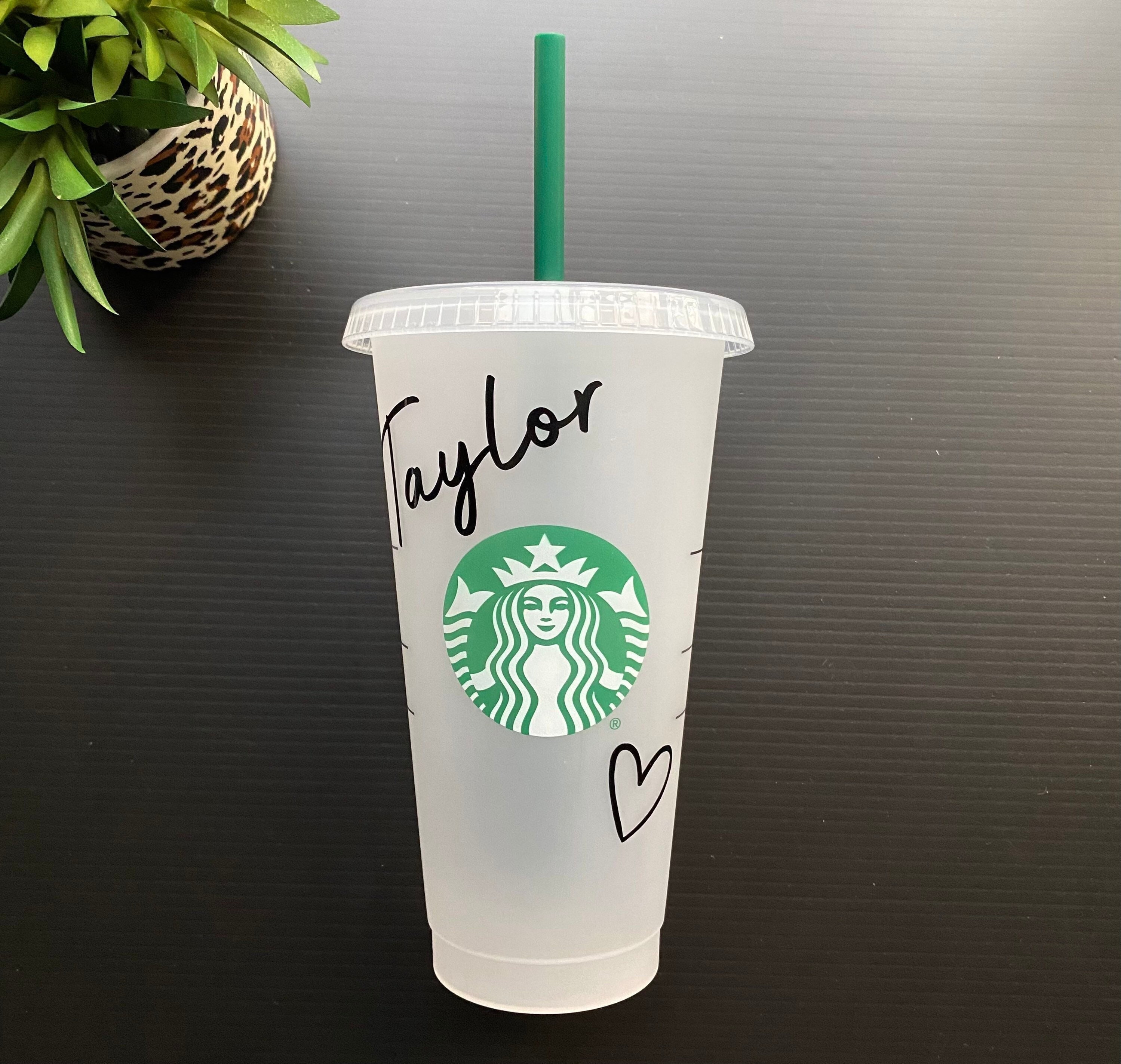 Personalized Starbucks Cup Decals w/Hearts Accents – Fancy Plans Co