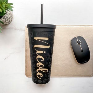 Cheetah Tumbler | Leopard  Tumbler |  Matte Black Venti Tumbler | Personalized Gift for Her | Custom Gift | Gift For Her | Cheetah Cup
