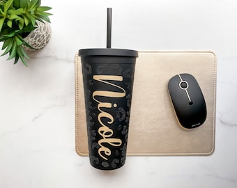 Cheetah Tumbler | Leopard  Tumbler |  Matte Black Venti Tumbler | Personalized Gift for Her | Custom Gift | Gift For Her | Cheetah Cup
