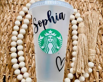Personalisierte Starbucks-Tasse mit Herz | Einfache große Herz Starbucks-Tasse | Individuelle Tasse | Geschenk für sie