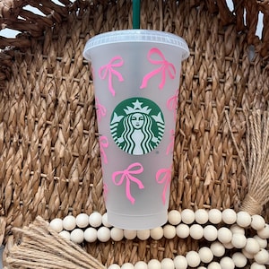 Starbucks Cup With Bows | Pink Bow Starbucks Cup | Coquette Bows