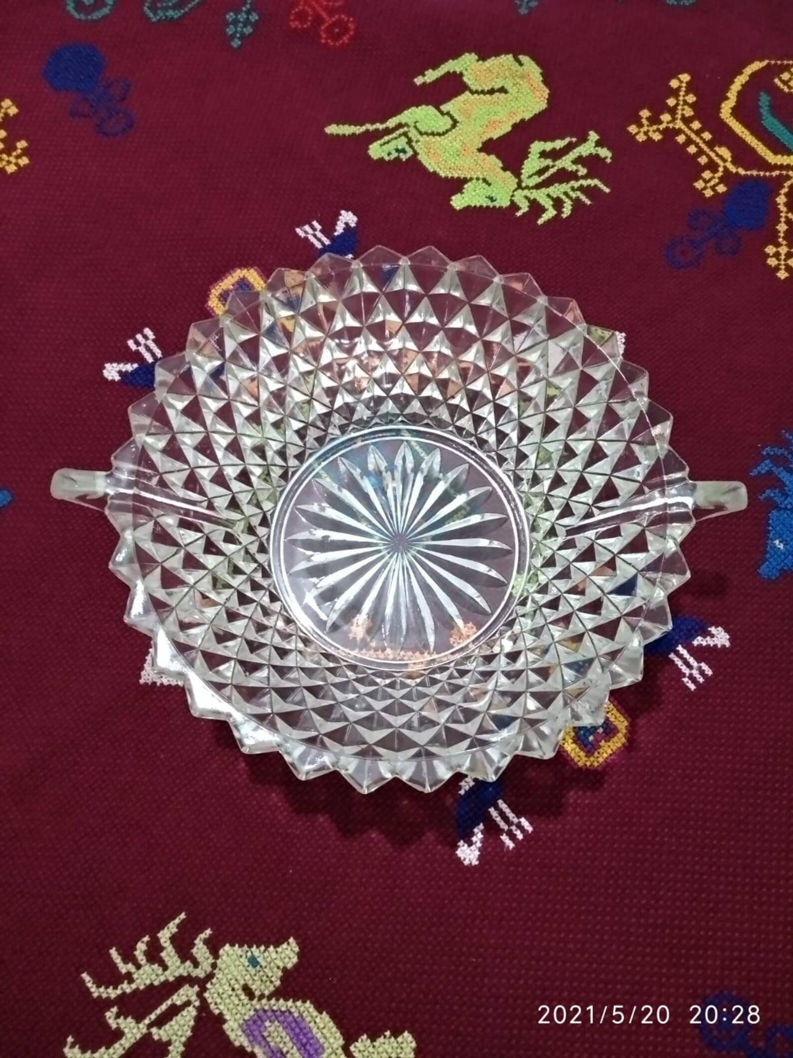 Antique crystal fruit plate vintage Etsy